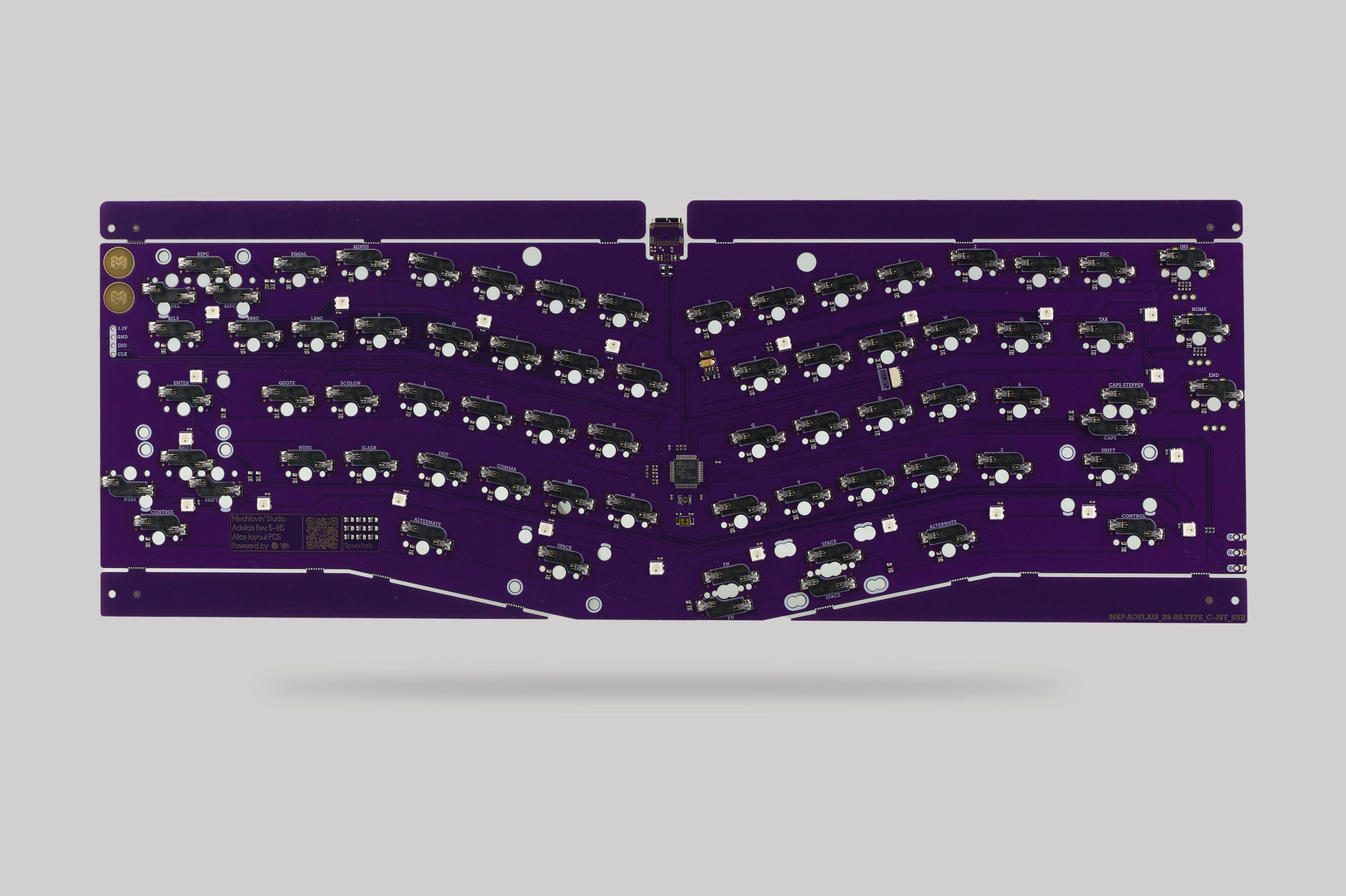 Adelais (Alice layout) Solder & Hotswap PCB (Type-C and Mini-USB)