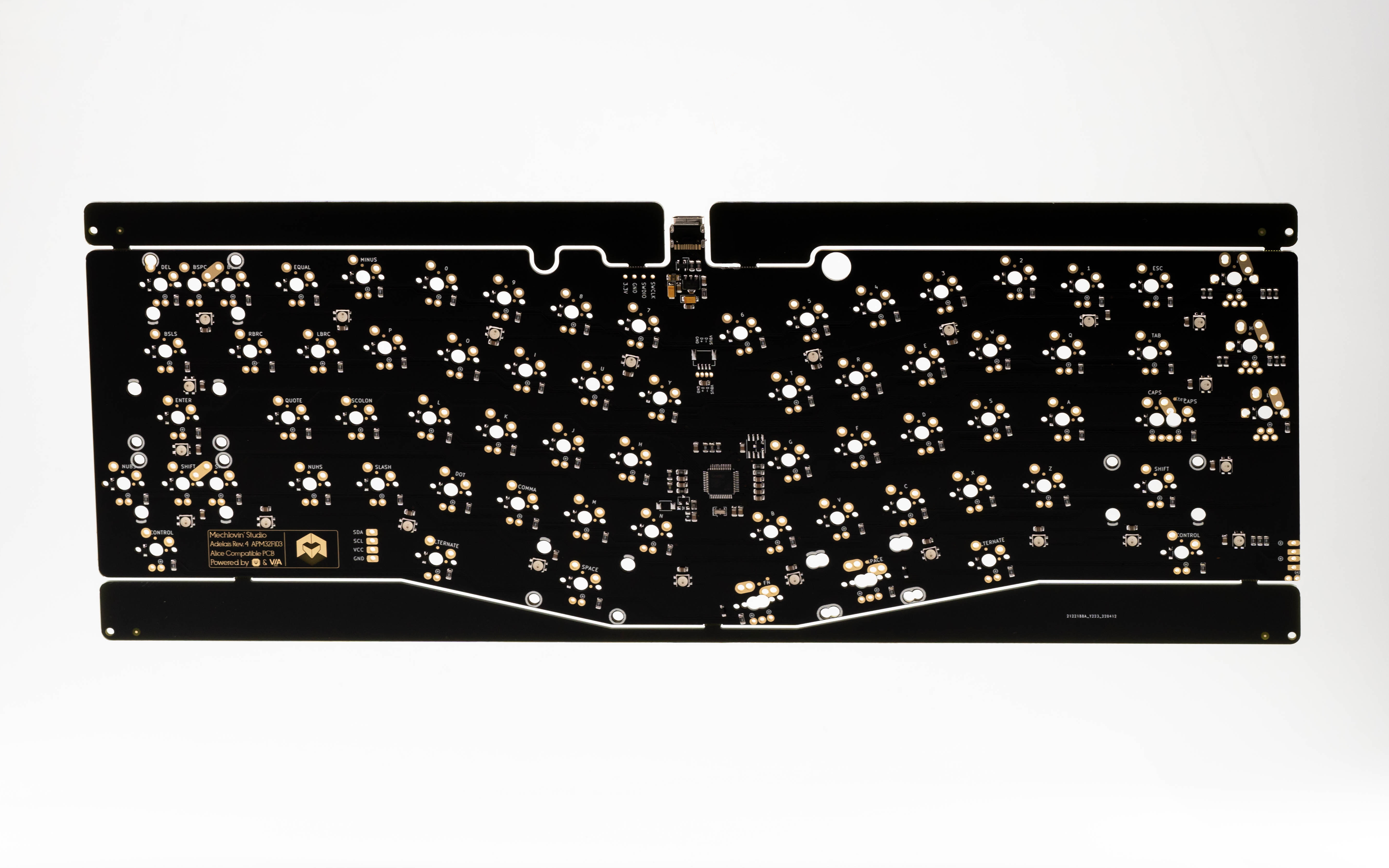Adelais (Alice layout) Solder & Hotswap PCB (Type-C and Mini-USB)