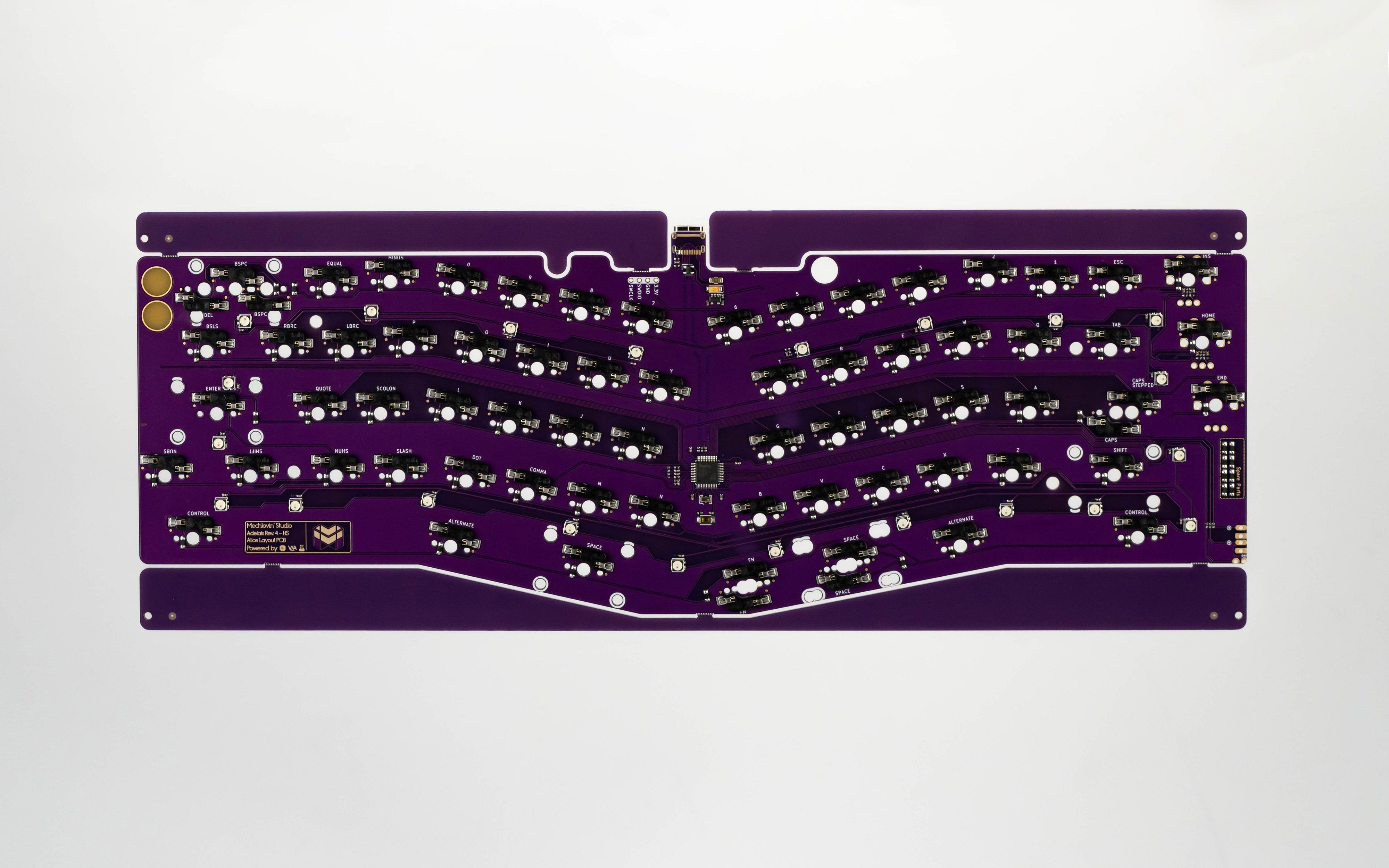 Adelais (Alice layout) Solder & Hotswap PCB (Type-C and Mini-USB)