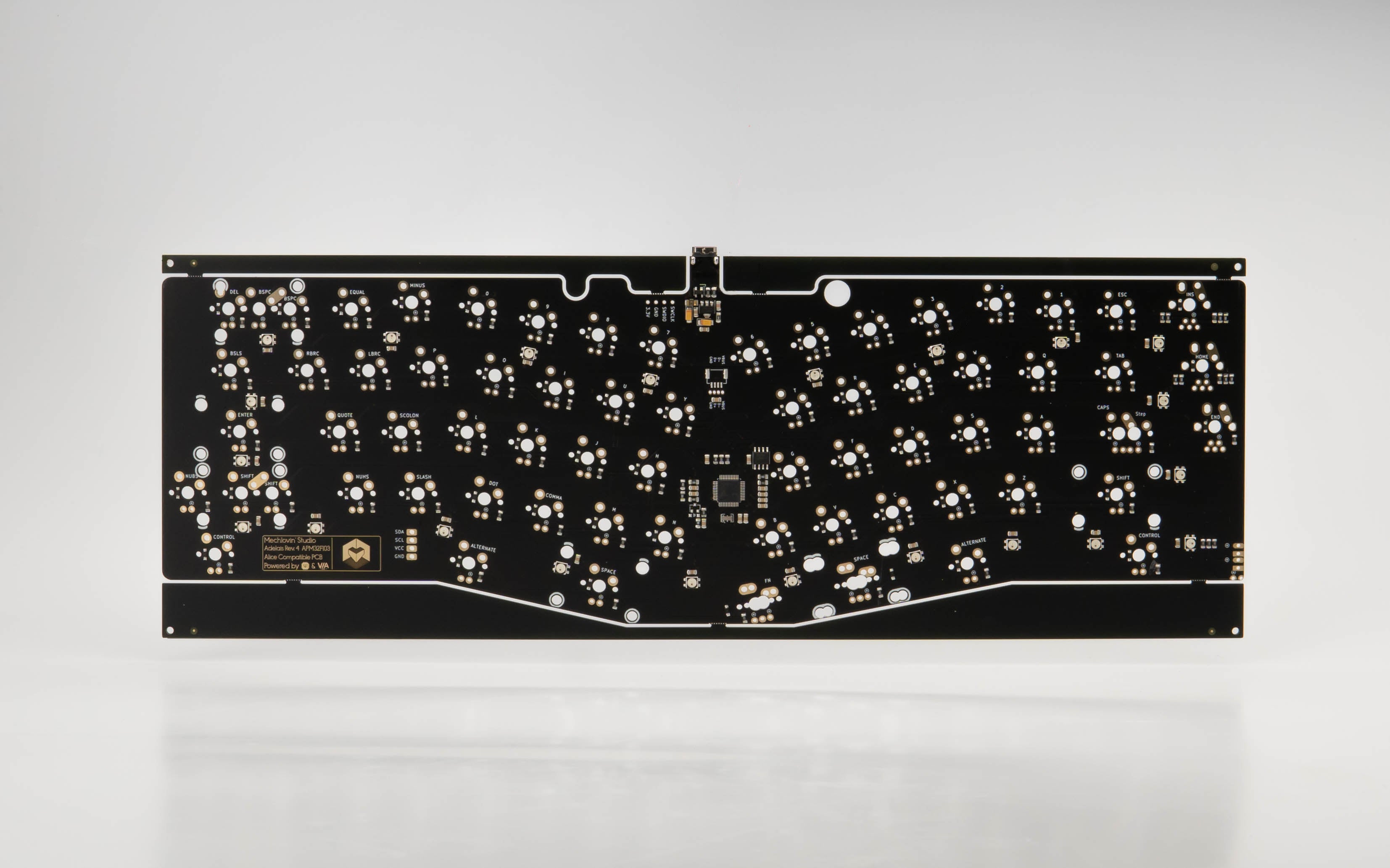 Adelais (Alice layout) Solder & Hotswap PCB (Type-C and Mini-USB)