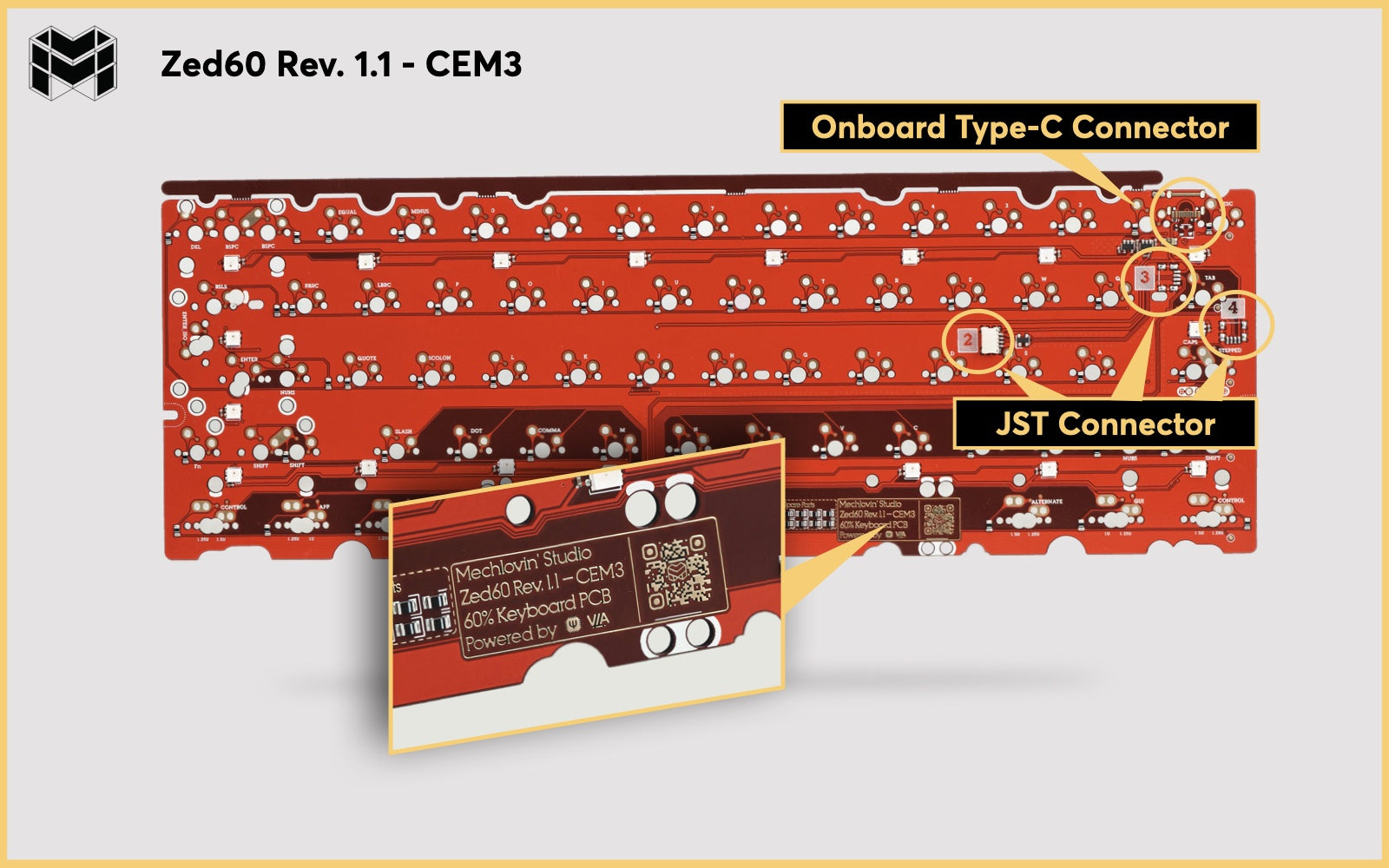 [CEM-3 | 1.6mm] Mechlovin' Zed60 60% PCB